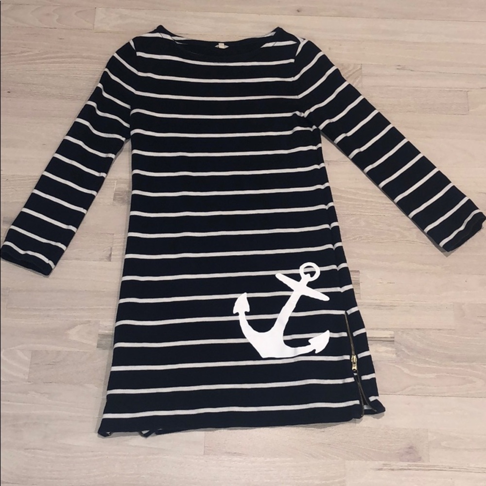 Jcrew nautical navy/white striped dress